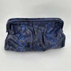 Clemente Vintage Blue Snake Leather Clutch
